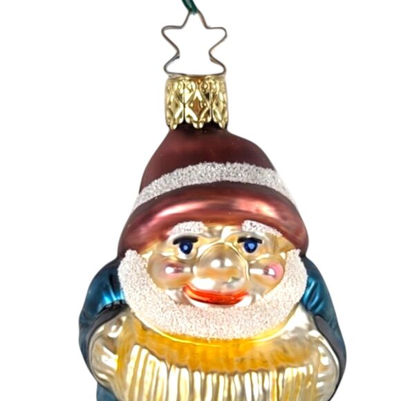Vintage Merck Family Glass Gnome Ornament: German Blown Glass on Log - Picture 4 of 5